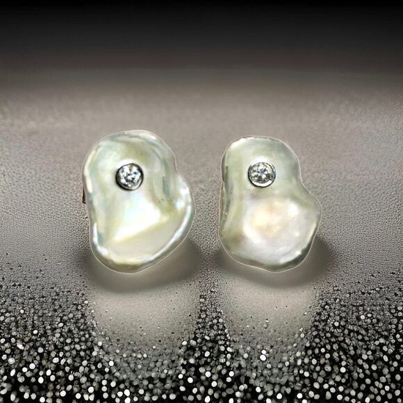 Diamond Fresh Water Pearl Cufflinks 14k Gold 0.45 TCW Designer Certified $2,490 - Picture 1 of 14